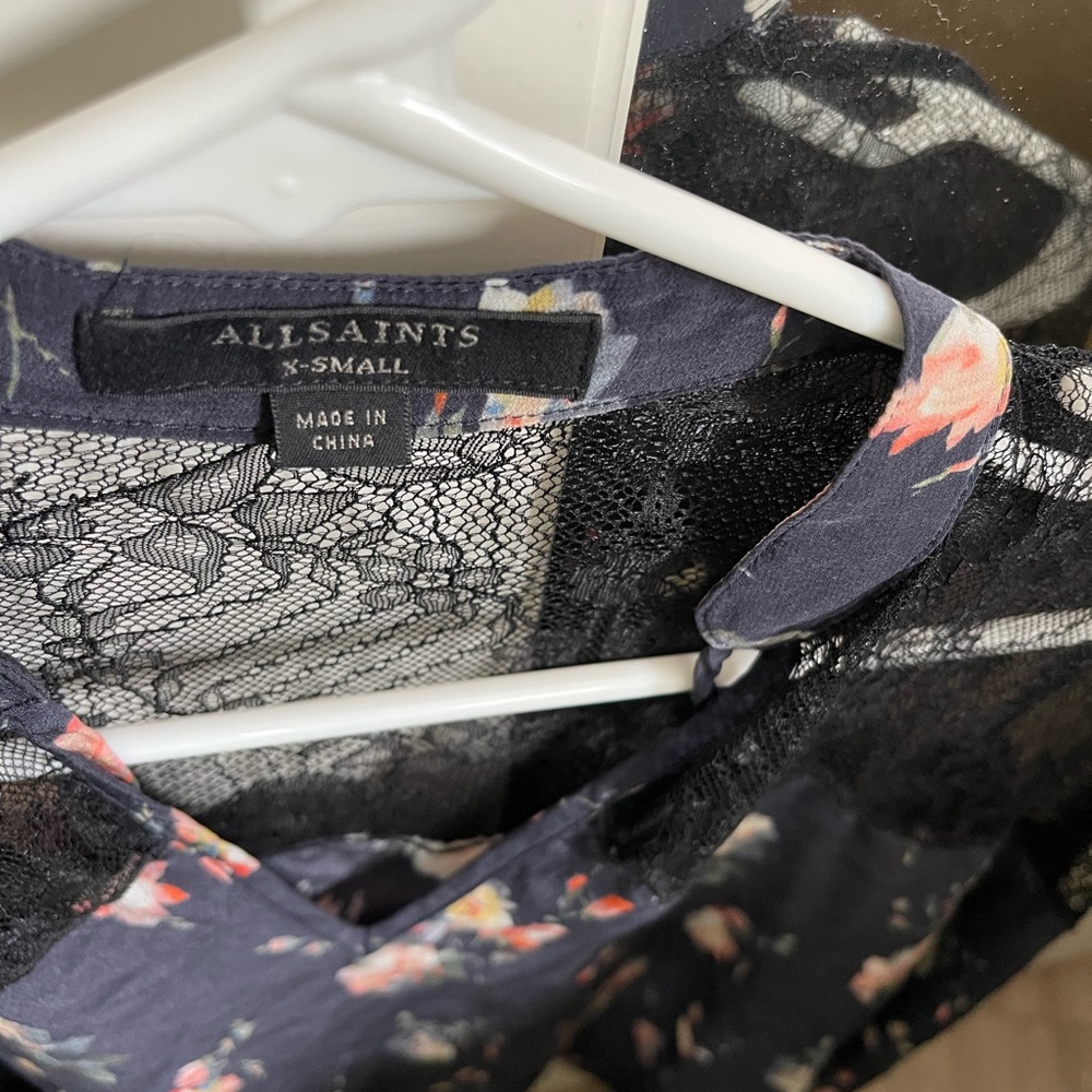 All saints blouse sheer long sleeve